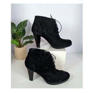White Mountain Sugarbabe Black Suede Ankle Boots Womens 7.5M Career Rugged